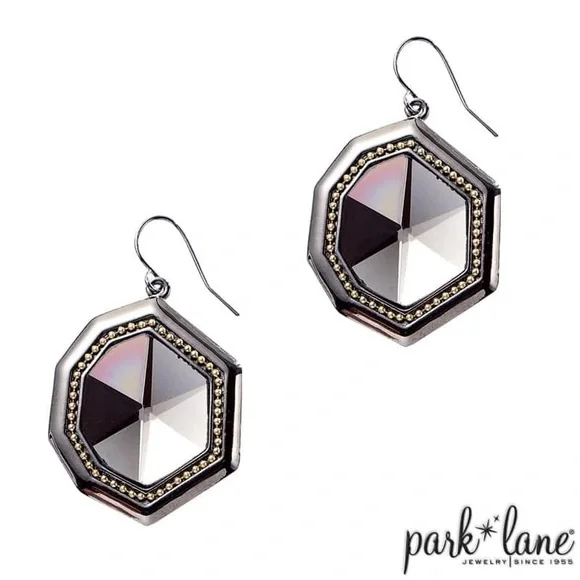 Park Lane Hexagonal Silver-Tone Earrings - Picture 3 of 3